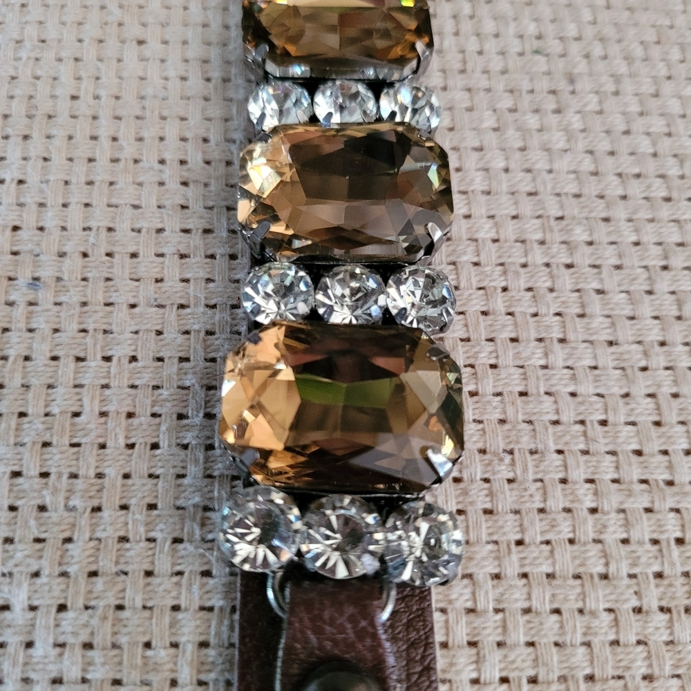 Crystal Leather Bracelet. Adjustable. New